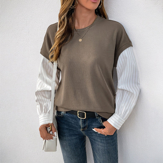 Damen Strickpullover mit Two-Piece-Effekt, Rundhalsausschnitt und langen Ärmeln