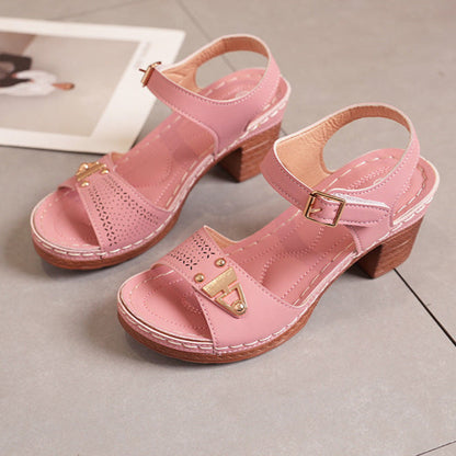 Sandalen mit Schnallenriemen und Chunky-Absatz | Ideal für den Sommer