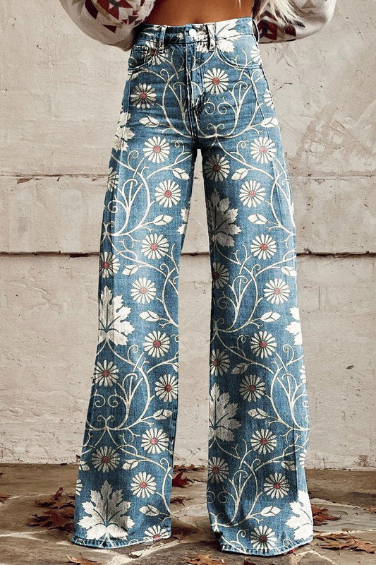 Hochtaillierte Weitbeinige Boho Vintage Hose – Ideal für den Sommer