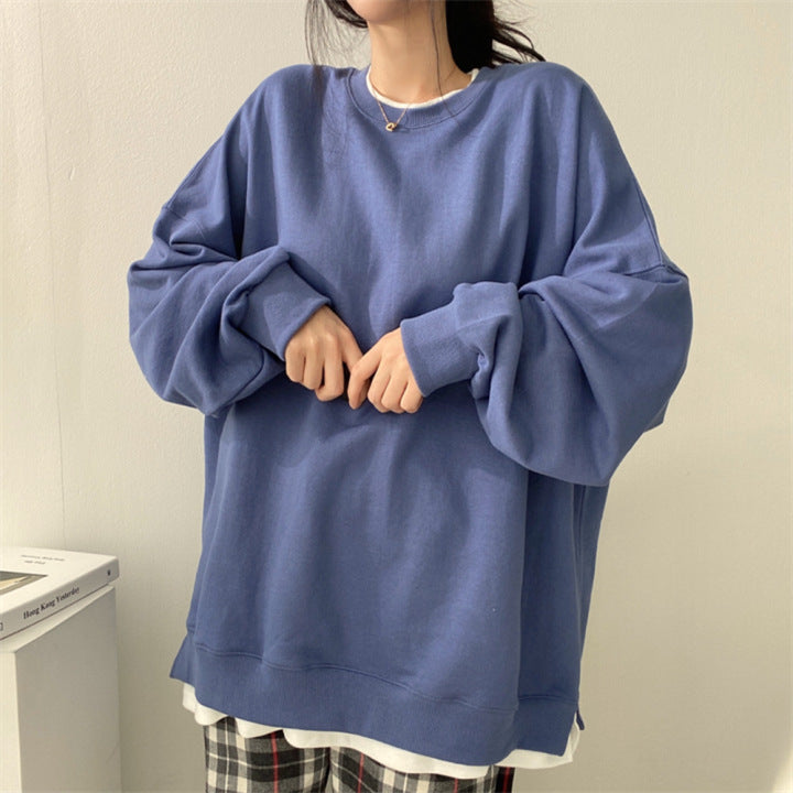 Damen Herbst Hoodie mit Fleecefutter, lockerer Passform, Rundhalsausschnitt und Langarm