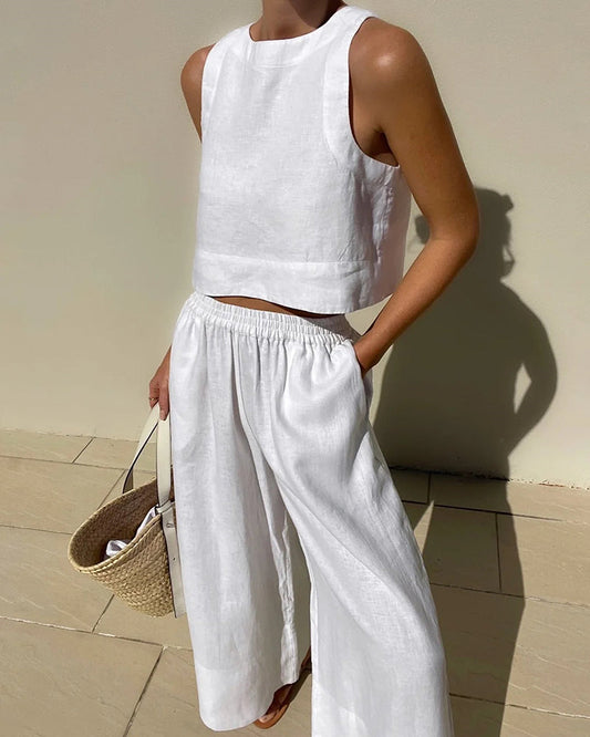 Zweiteiliges Ärmelloses Set mit Hose | Ideal für Sommer