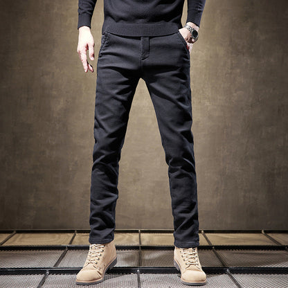 Herren Slim Fit Gerade Business-Hose Dick Ideal für Herbst und Winter