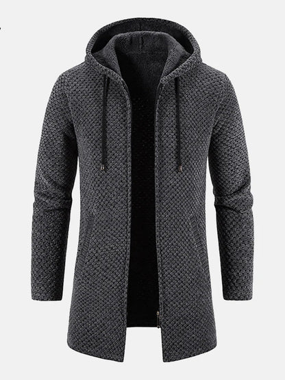 Gestrickte Zip-Up Jacke mit Kapuze und Seitentaschen – Ideal für Herbst