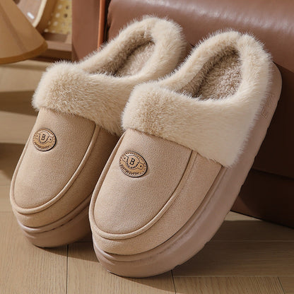 Herren Winter Hausschuhe aus Plüsch, Warme Wildleder Pantoffeln, Rutschfeste Indoor Hausschuhe mit Weicher Sohle - Ideal für Winter