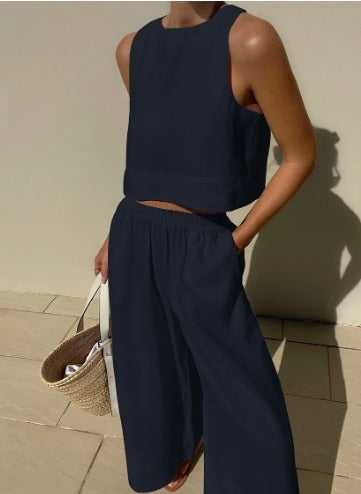 Zweiteiliges Ärmelloses Set mit Hose | Ideal für Sommer