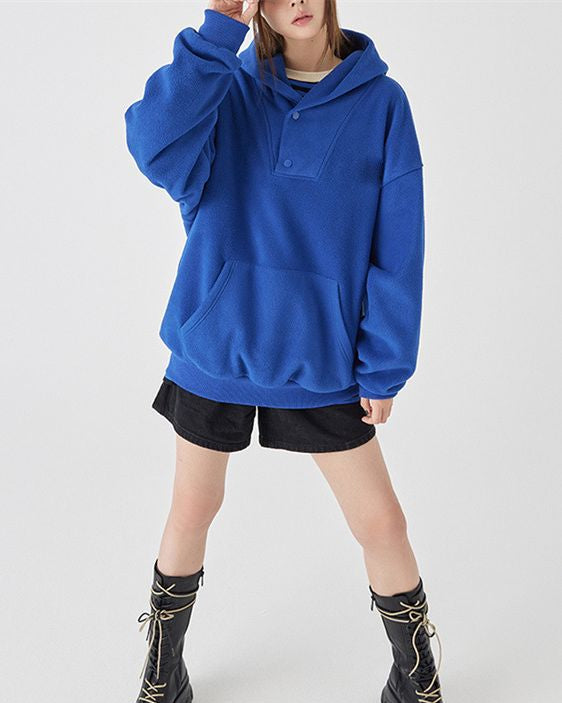 Damen Herbst-Polar-Fleece-Pullover mit lockerer Passform, Langarm und in mehreren Farben