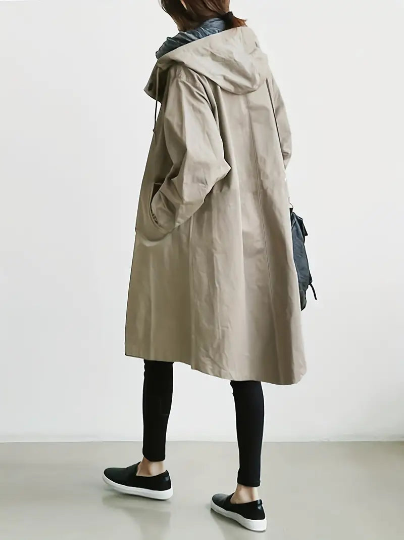 Damen Regenjacke mit Kapuze und Reißverschluss für Outdoor-Aktivitäten