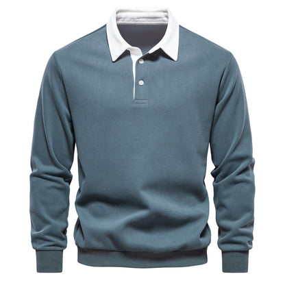 Herren Langarmshirt mit Polokragen und Umlegekragen
