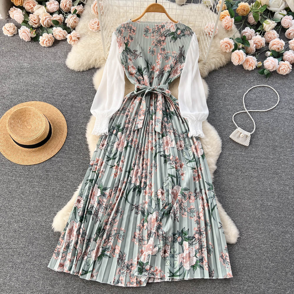 Bedrucktes Maxi-Kleid mit langen Ärmeln und ethnischen Mustern | Ideal für Frühling und Sommer