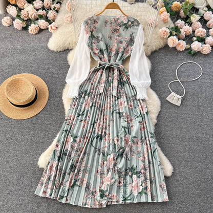 Bedrucktes Maxi-Kleid mit langen Ärmeln und ethnischen Mustern | Ideal für Frühling und Sommer