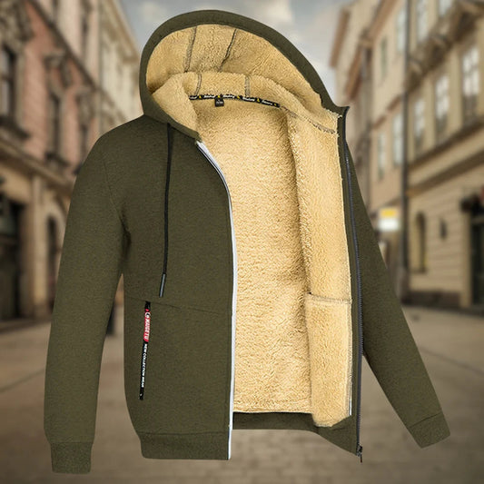 Herren-Kapuzenjacke mit warmem Fleecefutter, Reißverschluss und mehreren Taschen | Ideal für Übergangswetter