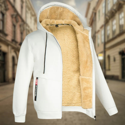 Herren-Kapuzenjacke mit warmem Fleecefutter, Reißverschluss und mehreren Taschen | Ideal für Übergangswetter
