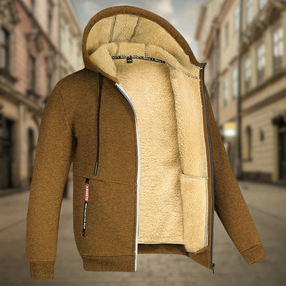 Herren-Kapuzenjacke mit warmem Fleecefutter, Reißverschluss und mehreren Taschen | Ideal für Übergangswetter