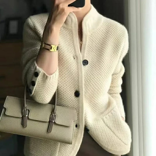 Strick-Cardigan mit hohem Kragen | Ideal für Herbst und Winter