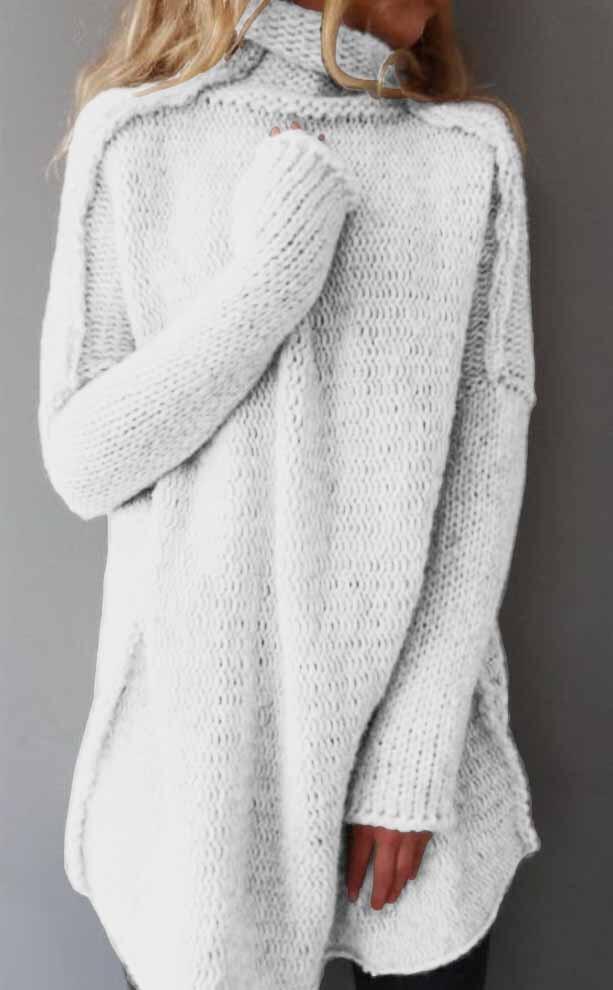 Damen Strickpullover Mit Drapierter Kragen Langarm Drei-Nadel-Nähte Pullover