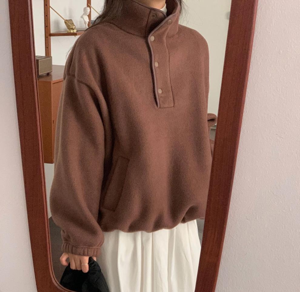 Damen Pullover-Sweater für den Herbst mit Stehkragen und Fronttasche