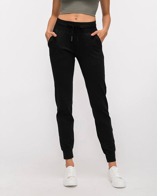 Damen-Yogahose mit hoher Taille in voller Länge aus leichtem Stretchmaterial