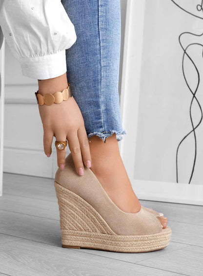 Damen Keilsandalen für den Frühling mit offener Zehenpartie weichem Futter und Slip-On-Passform