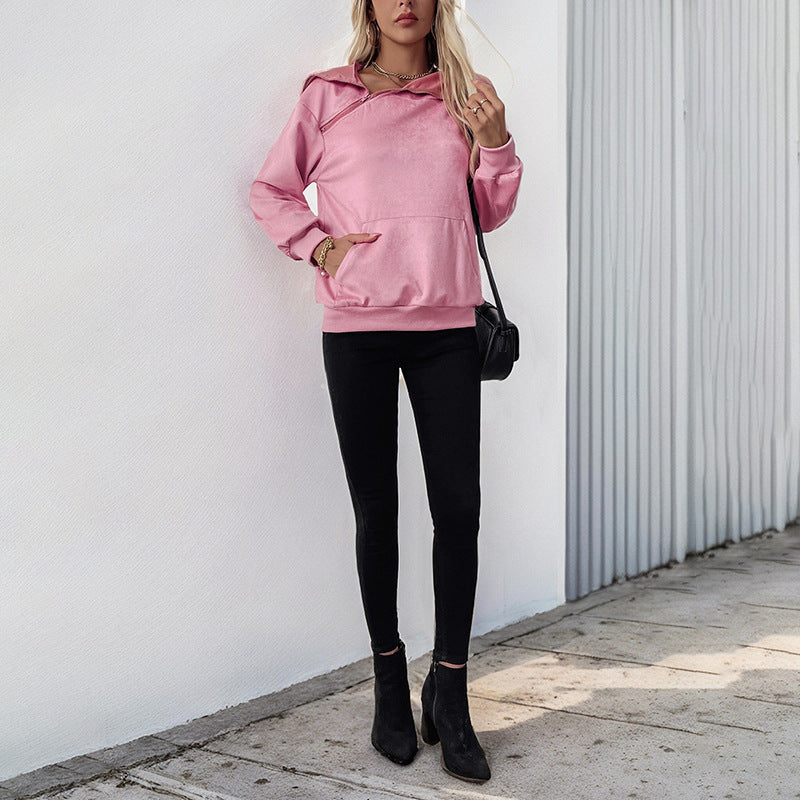 Damen Pullover mit Kapuze und Seitentaschen