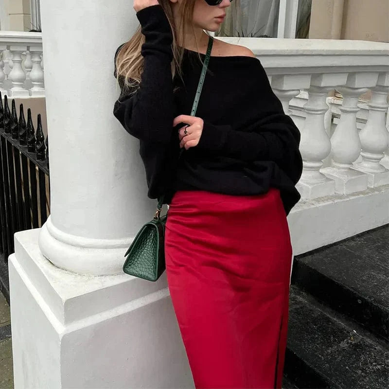 Damen Herbstpullover locker geschnitten mit langen Ärmeln und Rundhalsausschnitt