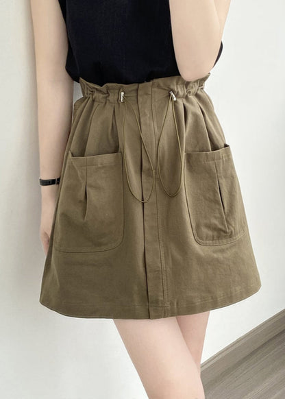 Damen Frühjahrs-Minirock mit Kordelzug, A-Linien-Schnitt und Taschen