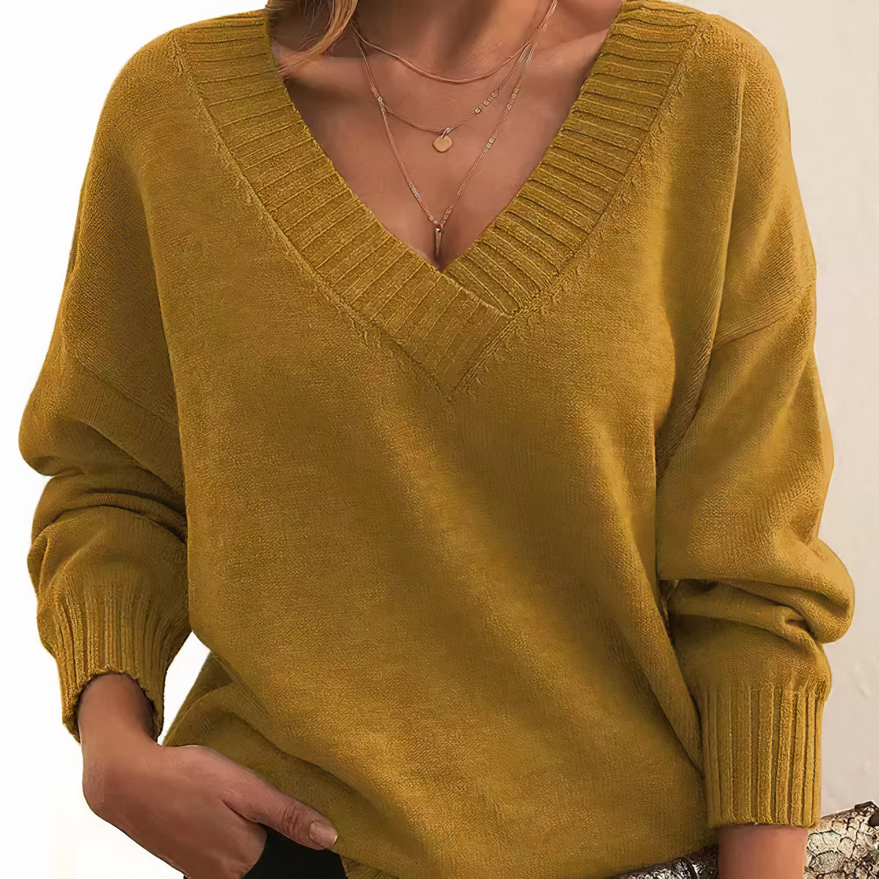 Weicher Strickpullover mit V-Ausschnitt | Ideal für den Herbst