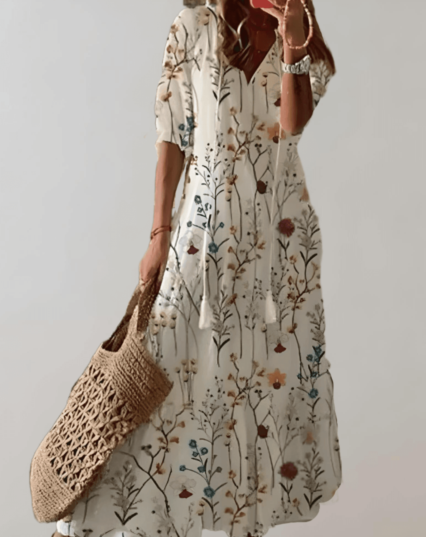 Damen-Sommer-Maxikleid mit fließender Silhouette, ärmellos und leichtem Design