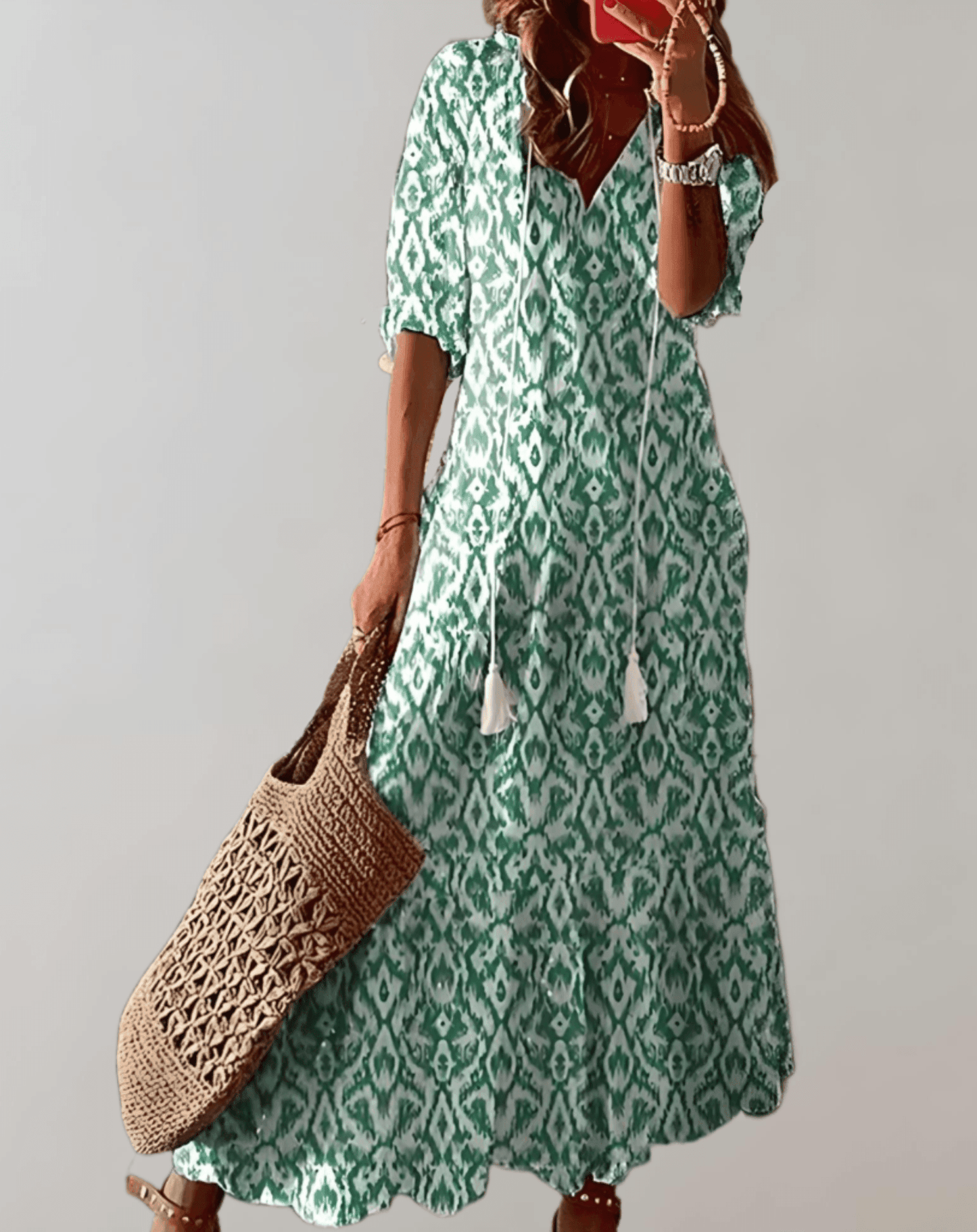 Damen-Sommer-Maxikleid mit fließender Silhouette, ärmellos und leichtem Design