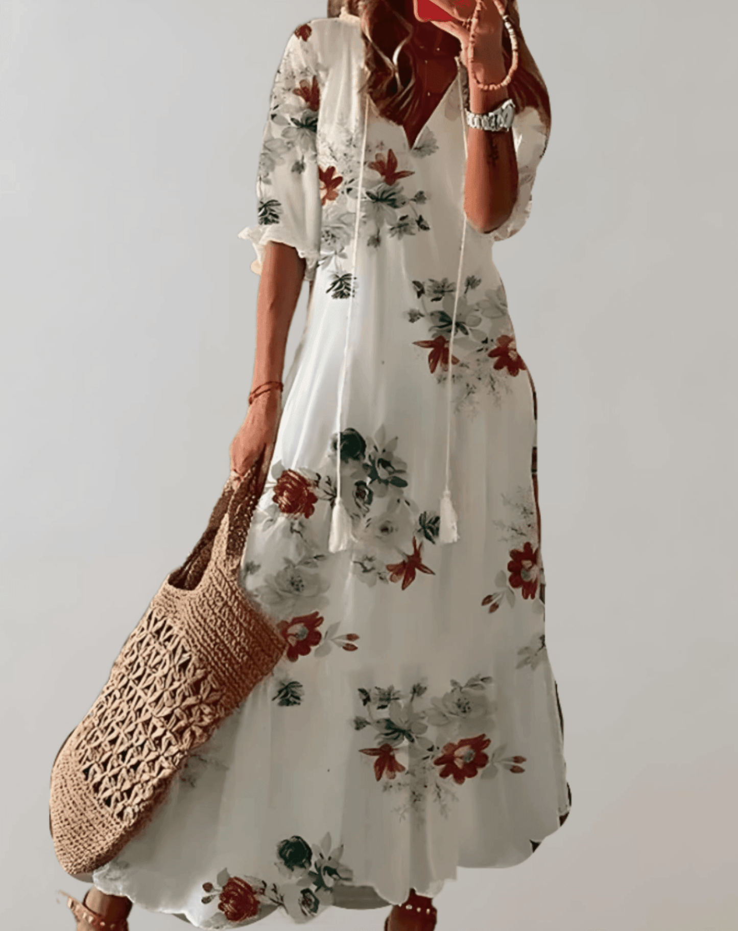 Damen-Sommer-Maxikleid mit fließender Silhouette, ärmellos und leichtem Design