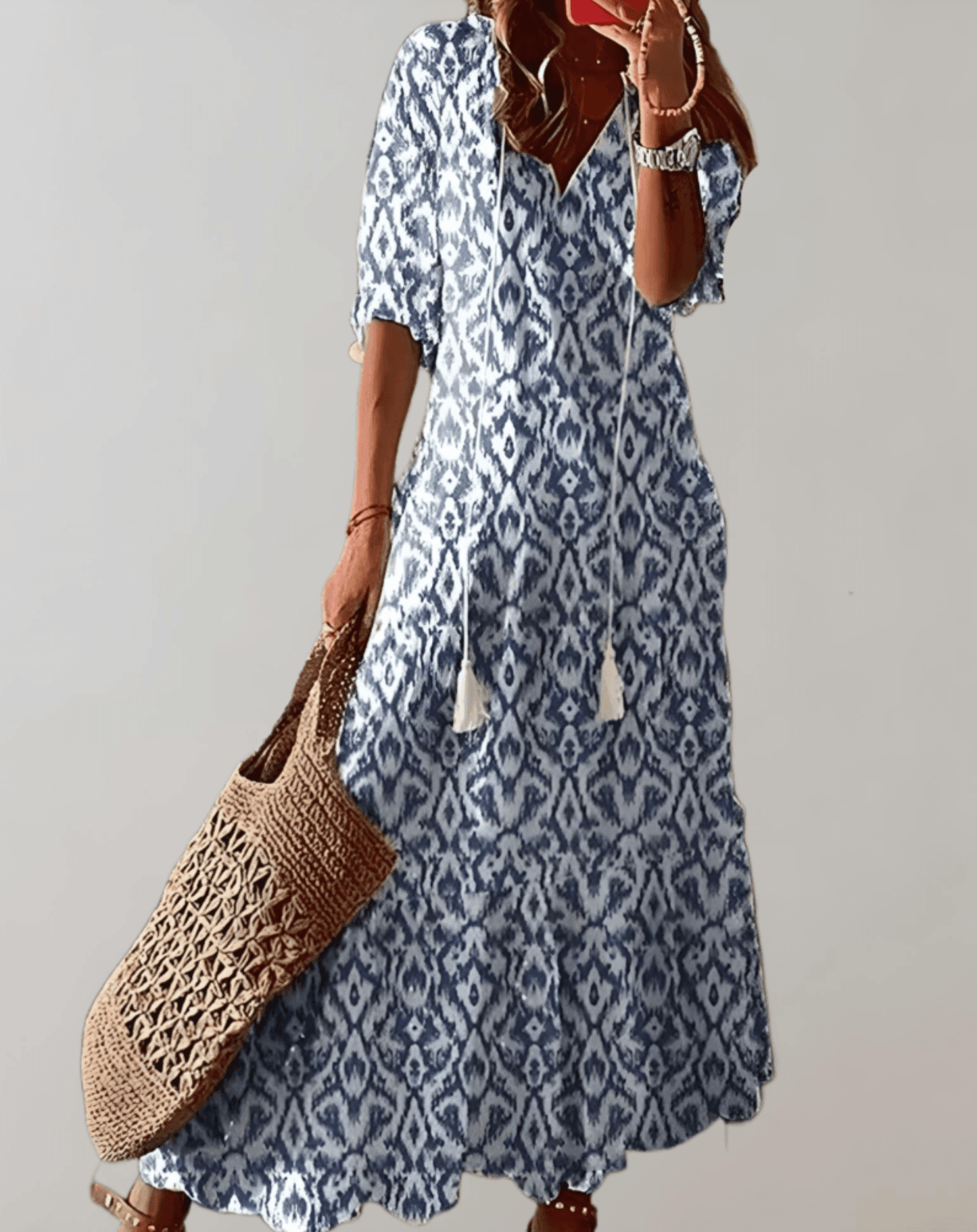 Damen-Sommer-Maxikleid mit fließender Silhouette, ärmellos und leichtem Design