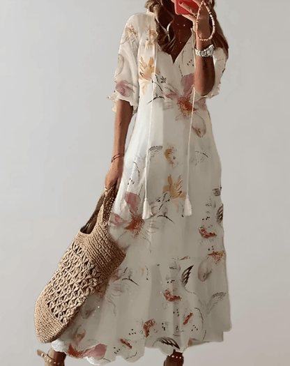 Damen-Sommer-Maxikleid mit fließender Silhouette, ärmellos und leichtem Design