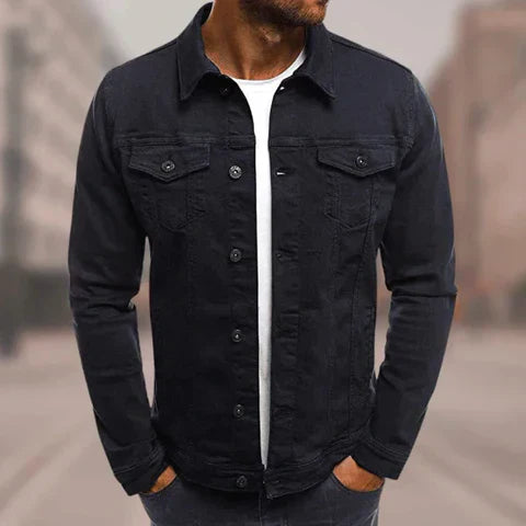 Denim Jeansjacke mit klassischem Kragen, Knopfleiste & Taschen | Ideal für Frühling & Herbst