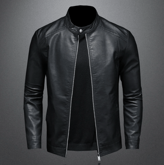 Herren-Bikerjacke aus Echtleder mit klassischem Slim Fit | Ideal für Herbst und Frühjahr
