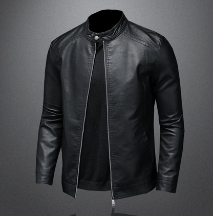 Herren-Bikerjacke aus Echtleder mit klassischem Slim Fit | Ideal für Herbst und Frühjahr