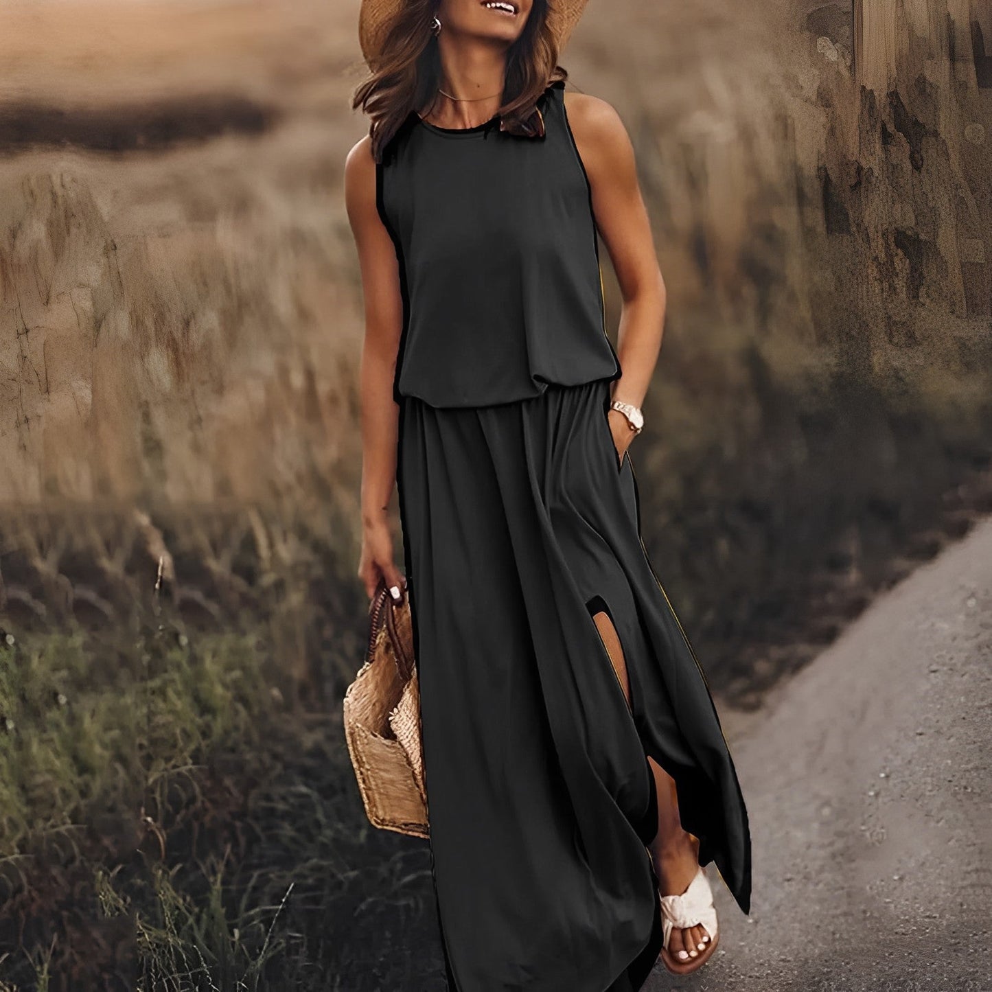 Ärmelloses Maxikleid im Retro-Stil | Perfekt für Frühling & Sommer