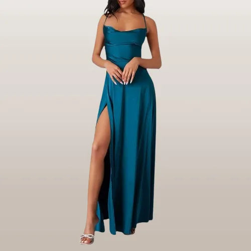 Ärmelloses Seiden-Maxikleid mit Fließendem Design I Ideal für Frühling und Sommer