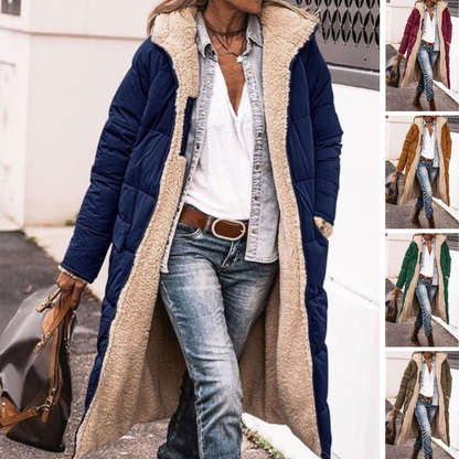 Lange Sherpa-gefütterte Pufferjacke mit abnehmbarer Kapuze | Ideal für den Winter