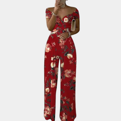 Off-Shoulder Floral Print Elegante Jumpsuit – Ideal für Frühling & Sommer
