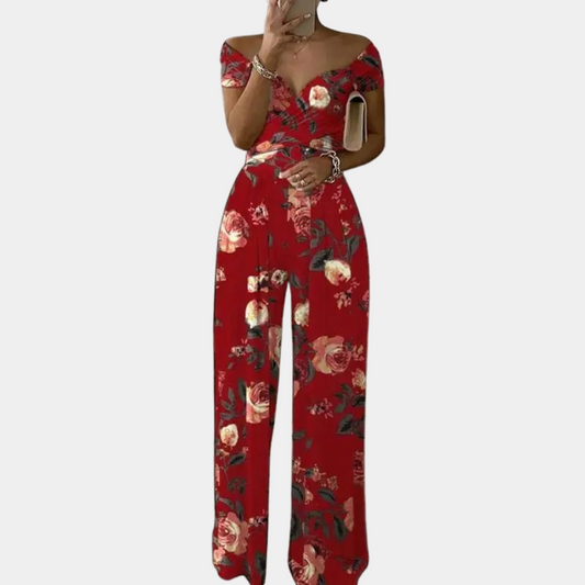 Off-Shoulder Floral Print Elegante Jumpsuit – Ideal für Frühling & Sommer