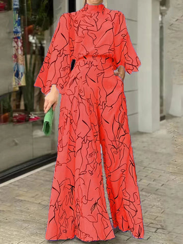 Lässiger Bedruckter Langarm-Jumpsuit - Ideal für  Spring