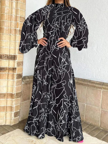 Lässiger Bedruckter Langarm-Jumpsuit - Ideal für  Spring