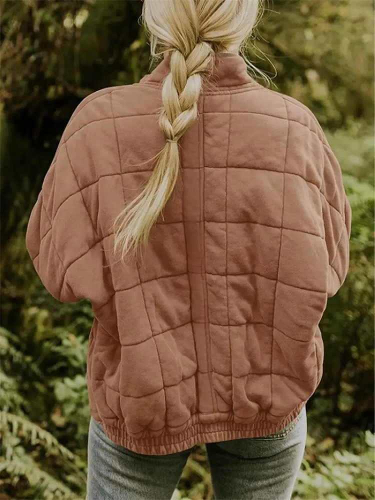 Damen Winter Steppjacke mit Reißverschluss Steppmuster und Seitentaschen