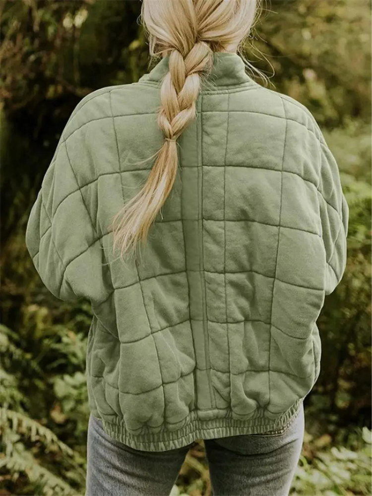 Damen Winter Steppjacke mit Reißverschluss Steppmuster und Seitentaschen