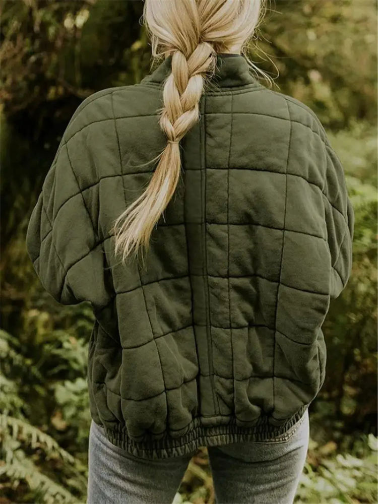 Damen Winter Steppjacke mit Reißverschluss Steppmuster und Seitentaschen
