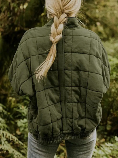Damen Winter Steppjacke mit Reißverschluss Steppmuster und Seitentaschen