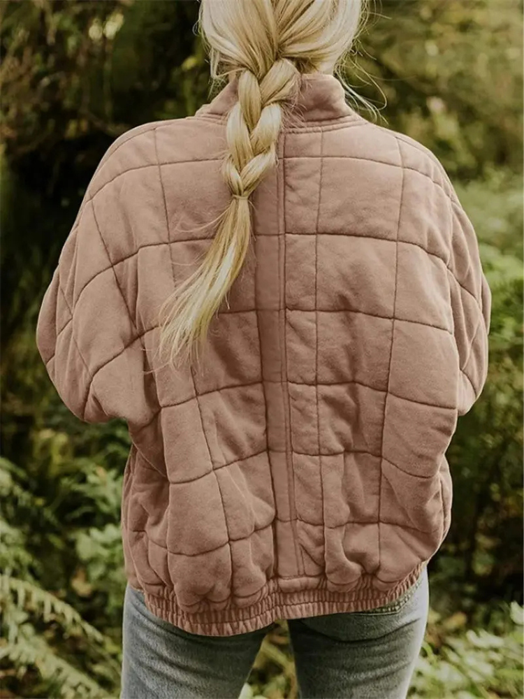 Damen Winter Steppjacke mit Reißverschluss Steppmuster und Seitentaschen