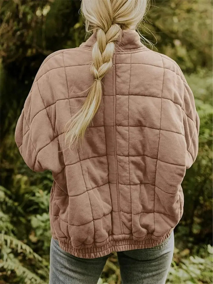 Damen Winter Steppjacke mit Reißverschluss Steppmuster und Seitentaschen