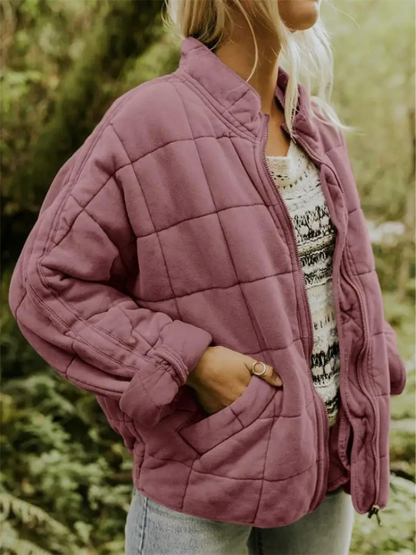 Damen Winter Steppjacke mit Reißverschluss Steppmuster und Seitentaschen