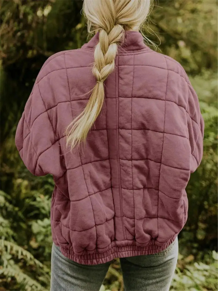 Damen Winter Steppjacke mit Reißverschluss Steppmuster und Seitentaschen