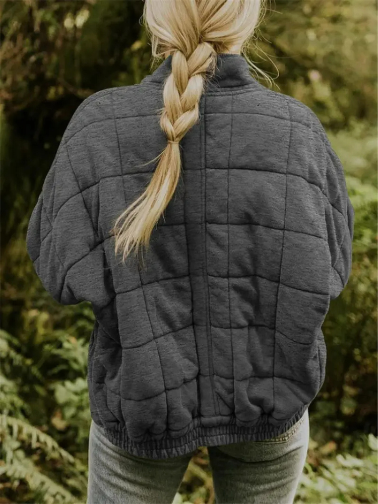 Damen Winter Steppjacke mit Reißverschluss Steppmuster und Seitentaschen